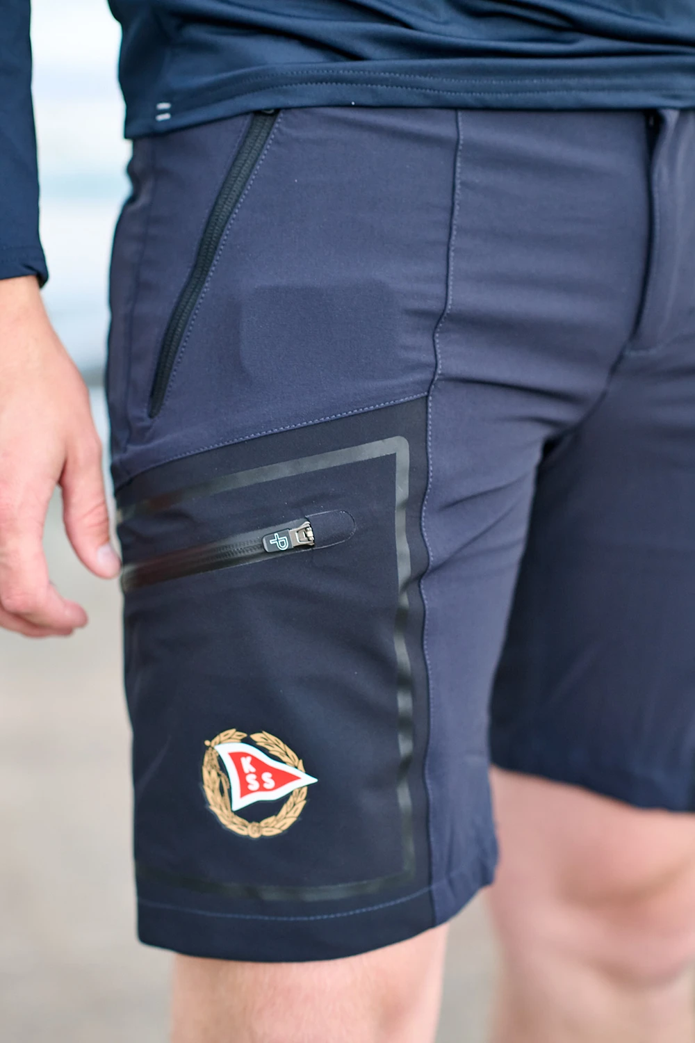 Blå kortbyxor färgtryck herr